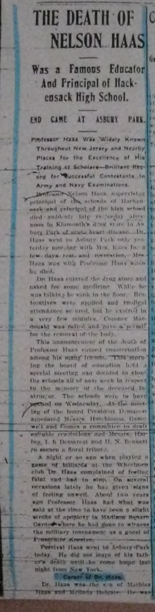 The Evening Record The Death Of Nelson Haas December, 29 1905